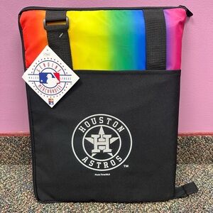 MLB Houston Astros Vista Outdoor Picnic Blanket & Tote, Rainbow - Black, New